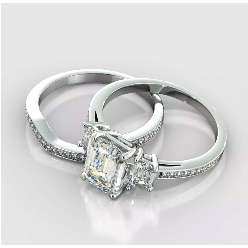 14 KT White Gold Lab Created Apate size 8